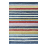 Striped Area Rug in Gray/Pink/White