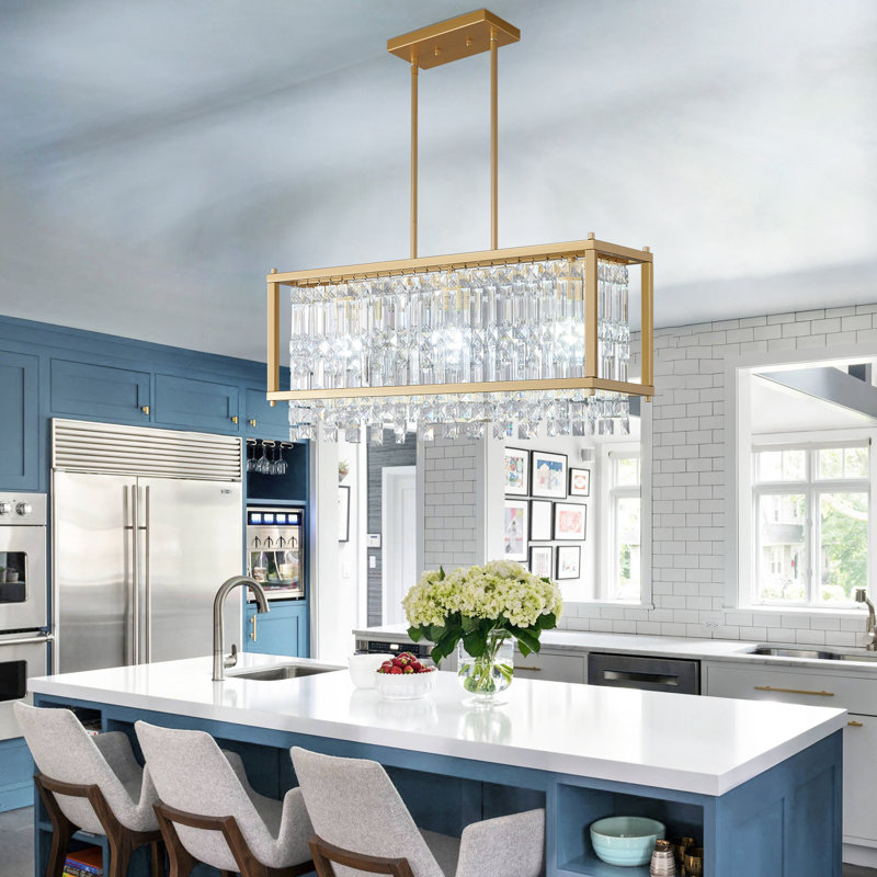 Metal Crystal Industrial Farmhouse Chandelier Dining Room Lighting Fixtures Suitable For Kitchen Island, Dining Room, Living Room