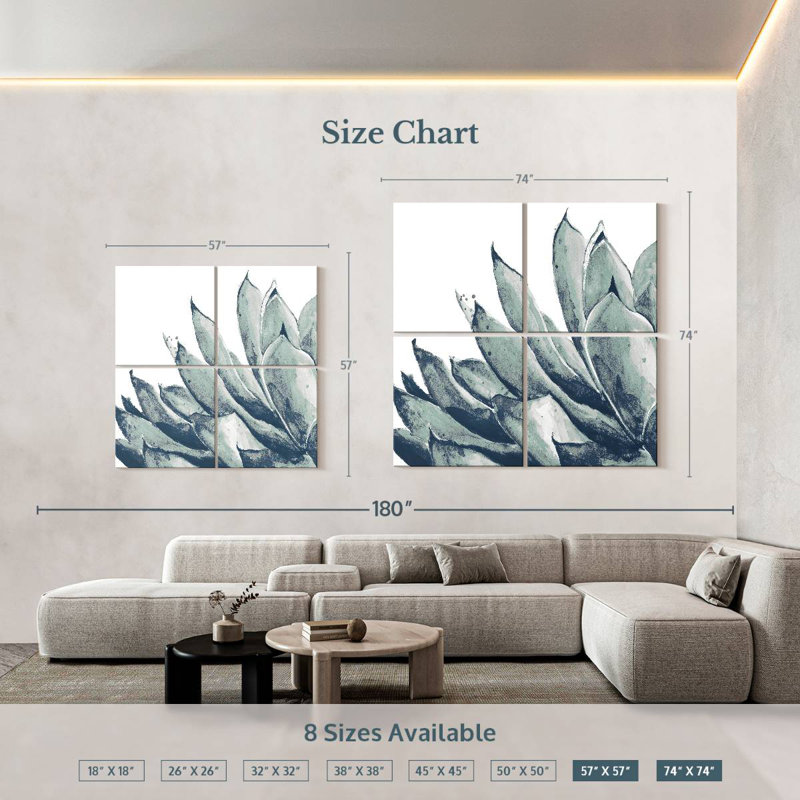 Harnek Blue Agave On White I, 57" H x 57" W