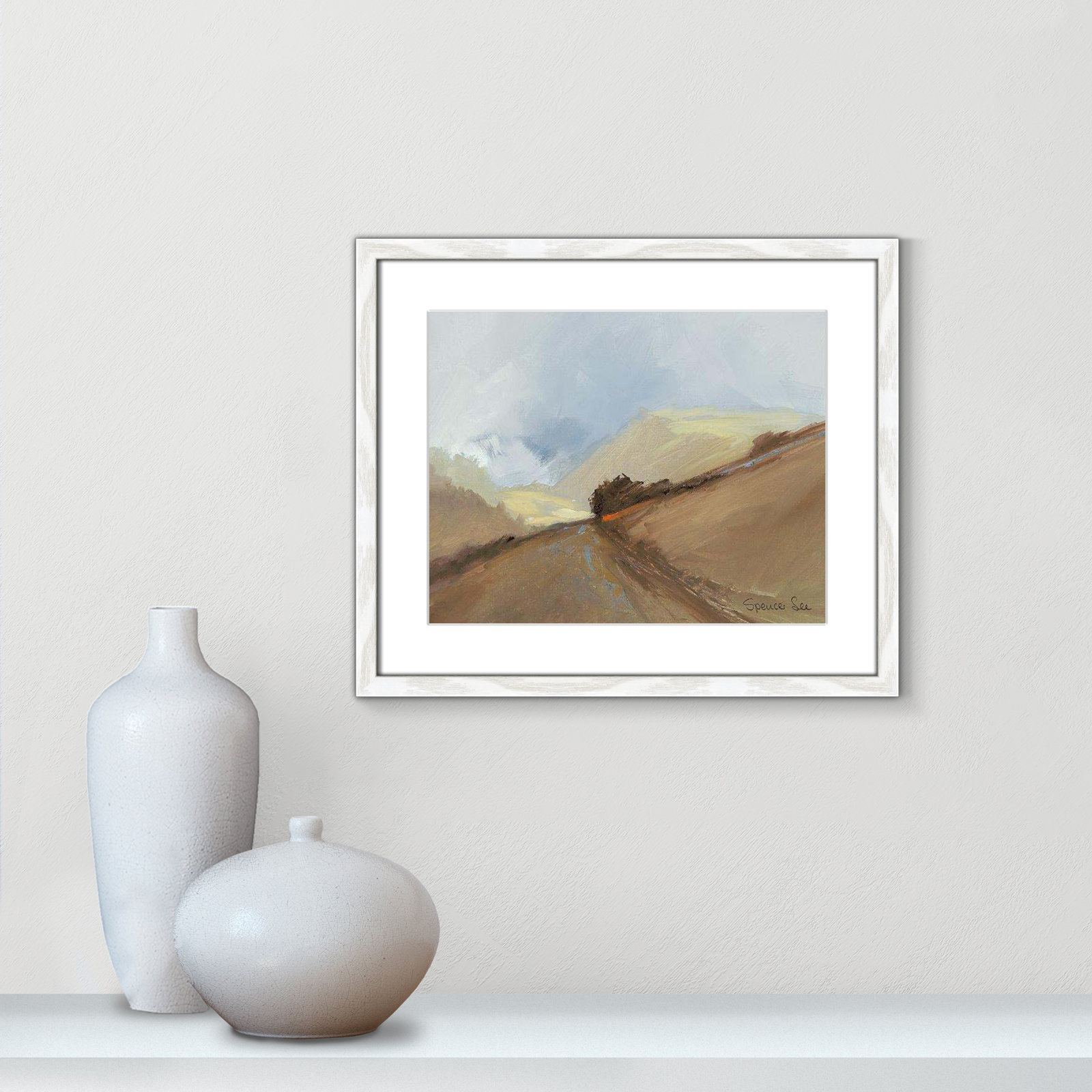 Heaven And Earth II by Spencer Lee, 16" H x 19" W x 0.75" D, White Framed