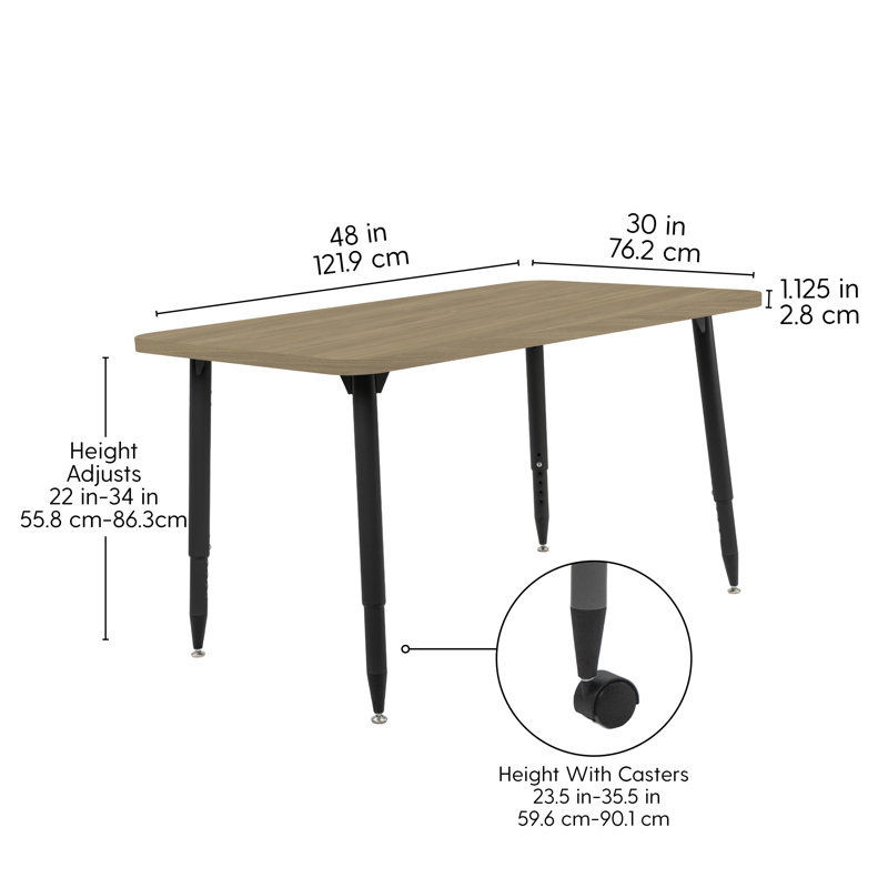 Table d'activité Adapte 24 x 36, 30 po x 48 po, Chêne Pasadena / noir