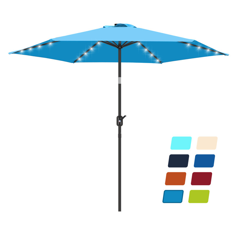 Parasol de marché lumineux Boxwell, Bleu ciel, H 98,4 po x l 90 po x P 90 po