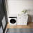 Cabinets: Minimalist Laundry Cabinet with 2 Removable Liner Bags, 31.5x15.75x30.31 Inches | Off-White | Laundry Room