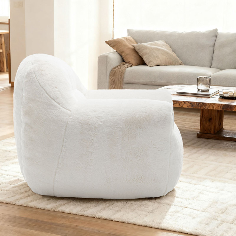 Fauteuil à billes Comfy, Fausse fourrure blanche