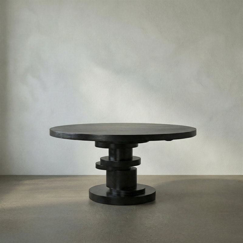 Hugo Round Dining Table, 30" H x 60" L x 60" W, Black
