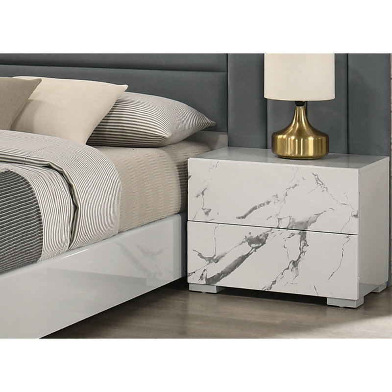 Londonderry Gray With Marble Effect Nightstand