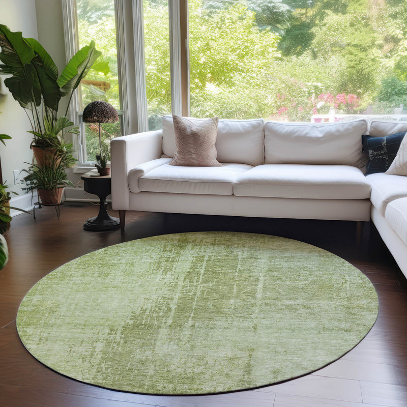 Tapis intérieur / extérieur rectangulaire avec envers antidérapant Lamanna, Rond 8 pi