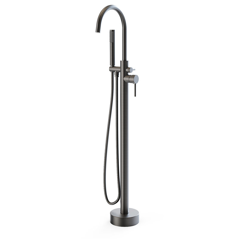 Robinet de baignoire autoportant monocommande à fixation au sol avec douche à main, Graphite