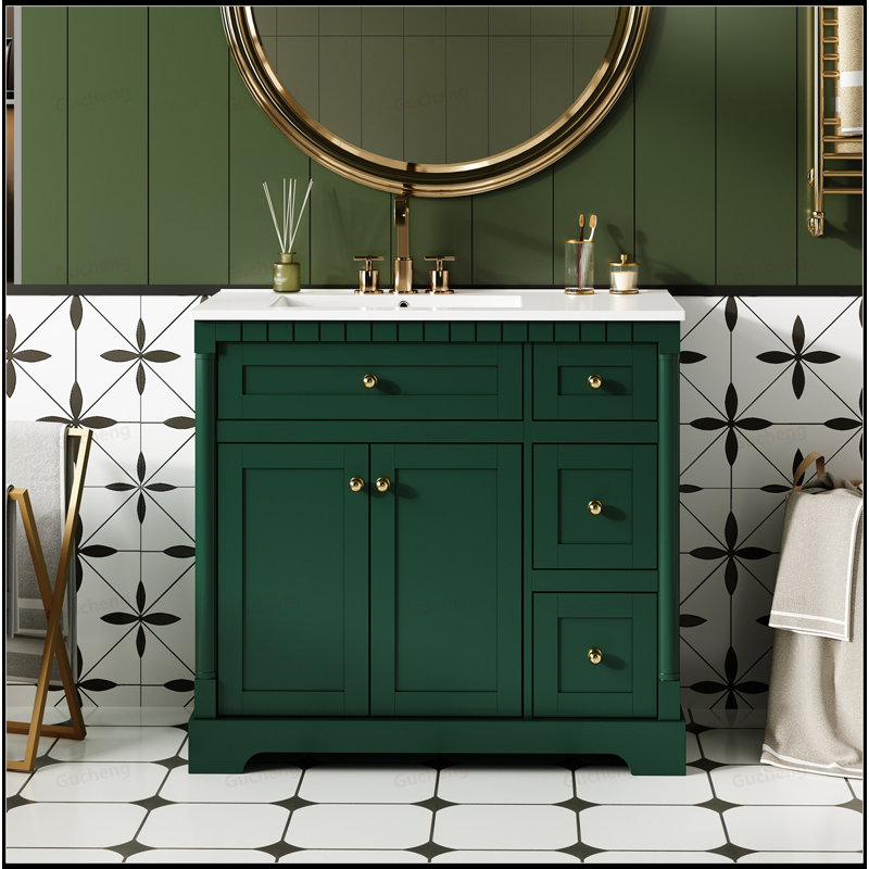 Meuble-lavabo à fermeture en douceur 36 po avec tablette réglable