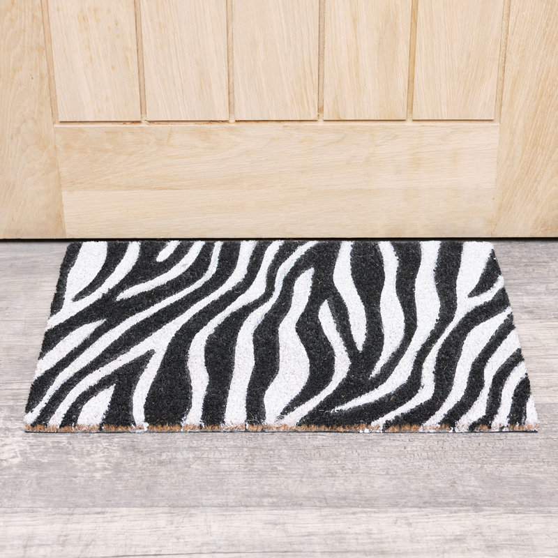 Non-Slip Animal Print Doormat, White