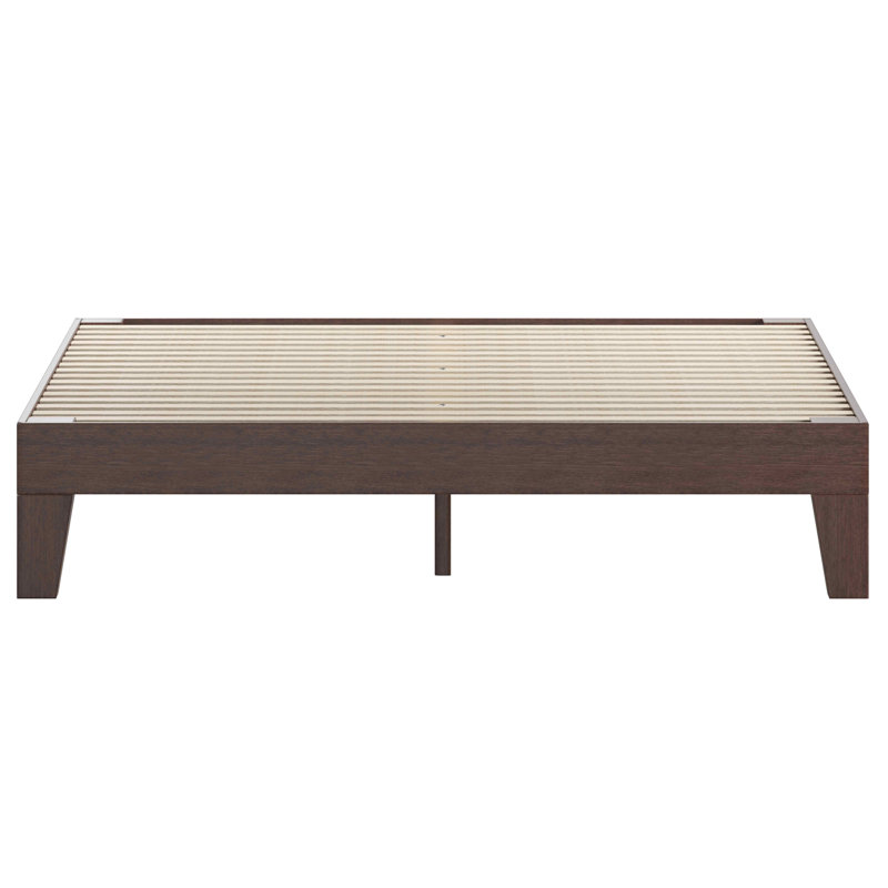 Walnut Queen Wood Frame Platform Bed with Slats