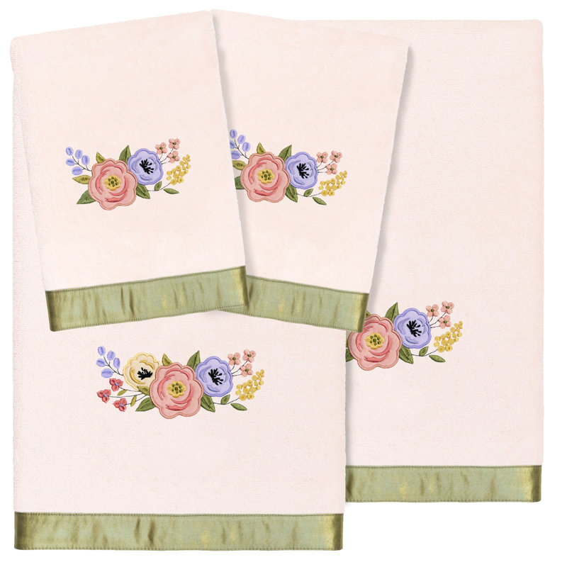4 Piece 100% Turkish Cotton Towel Set, Blush