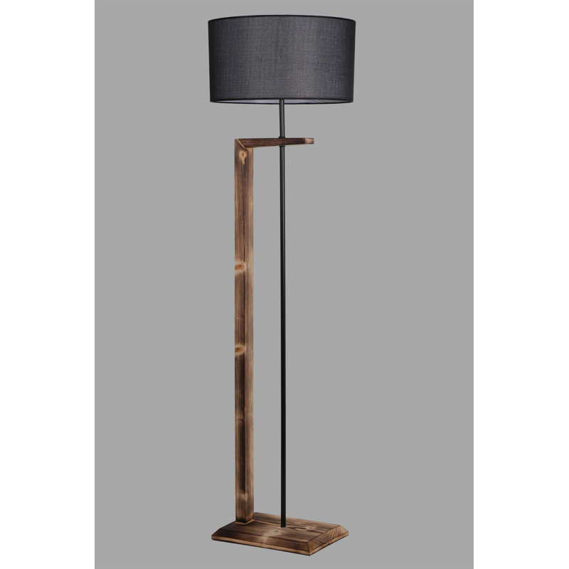 Lampe sur pied industrielle scandinave, brune et noire, hauteur 64,2 po | Structure en métal et en bois, base 17,3 x 10,2 po | Douille E27 (40 W maximum), interrupteur marche / arrêt, peinture électrostatique séchée au four | Éclairage élégant pour la maison et le bureau