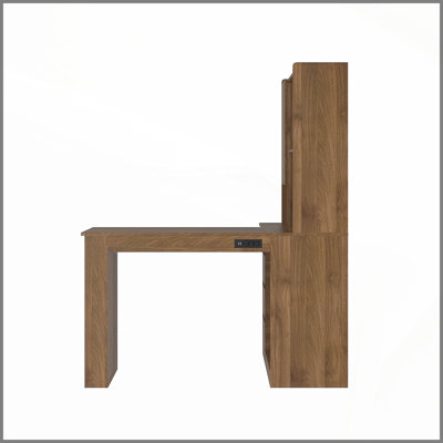 Bureau en L avec chargeur, bureau d'ordinateur avec tiroirs, bibliothèque, avec éclairage à DEL, bureau d'angle moderne, bureau à domicile, bureau d'écriture en L, bureau d'ordinateur de coin avec rangement