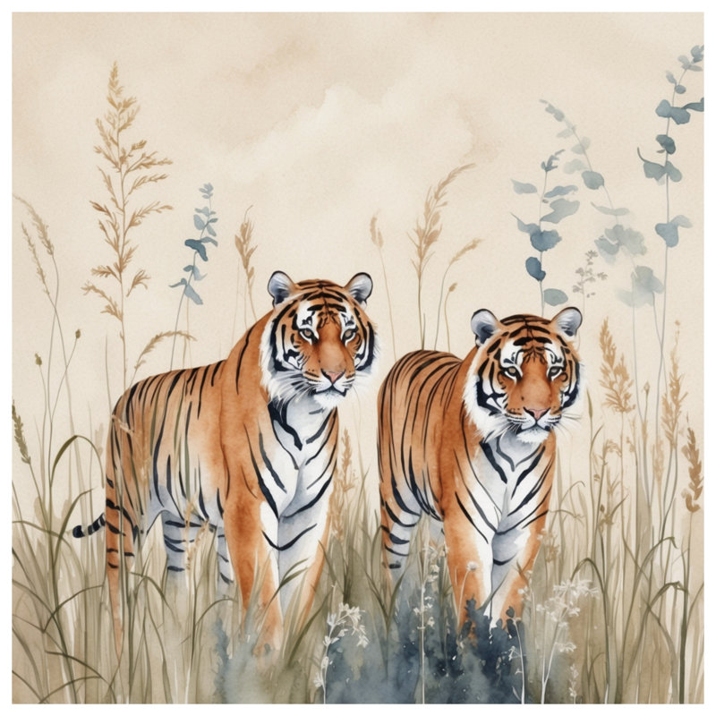 Two Tigers In Grass Comforter, Twin