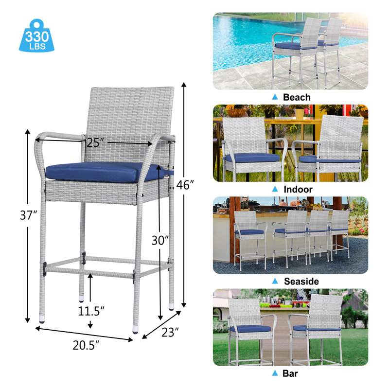 Tabouret 30 "avec coussin Celida, Bleu marine