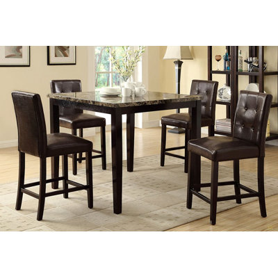 Dining Table Faux Marble Top Birch Veneer MDF Dining Room Furniture 1pc Table
