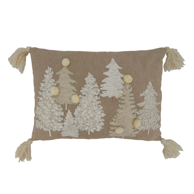 Evangelina Collection Embroidered Cotton Throw Pillow, Polyester/Polyfill
