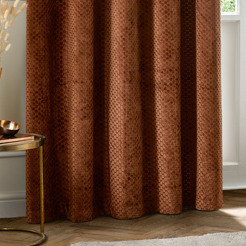 Neptune Room Darkening Curtain Pair, Orange, 229cm Width x 183cm Drop