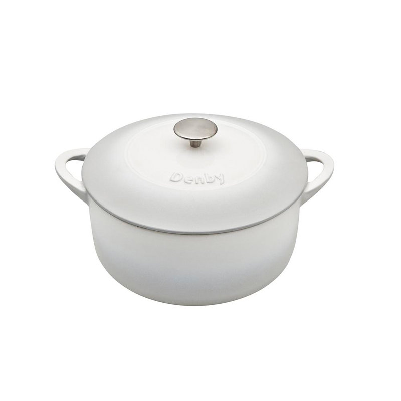 Casserole ronde en fonte 4L Denby Halo, Toile naturelle / Crème, 5,5 pintes