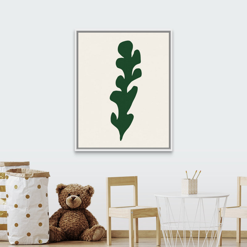 « varech ix kids », art encadré, H 45 po x l 36 po x P 1,2 po, Cadre pour toile flottant blanc
