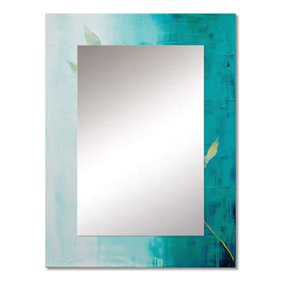 Turquoise Abstract Leaf Harmony - Leaves Mirror, Traditional Unique Wall Mirror, Printed Metal Art