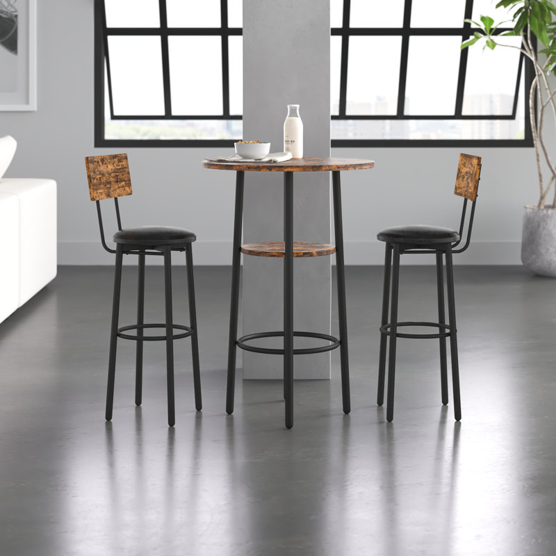 Rieves 2 - Person Four Leg Dining Set, Rustic Brown, Rustic Brown/Black