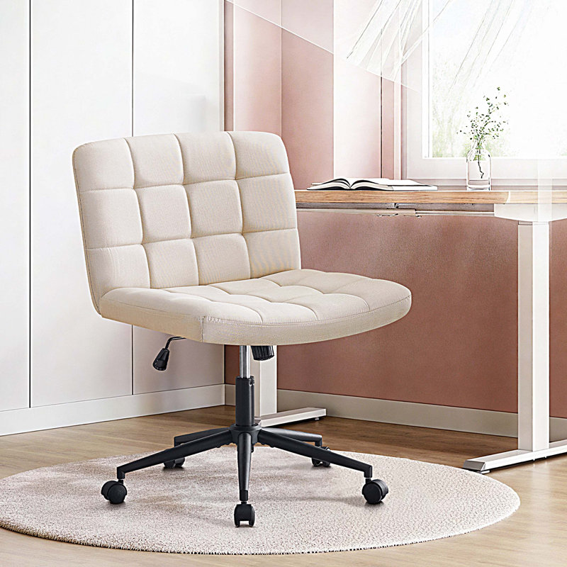 Chaise de bureau avec roulettes, chaise de bureau sans accoudoirs avec support lombaire, chaise d'ordinateur pivotante à 360 °