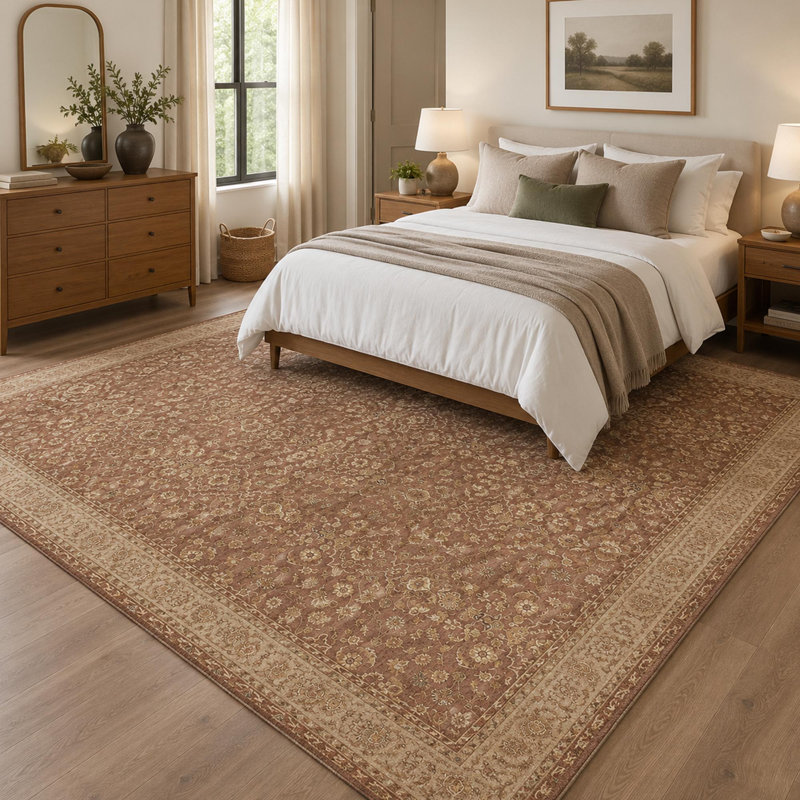 Tapis lavable à imprimé rétro avec motif à poils courts et antidérapant