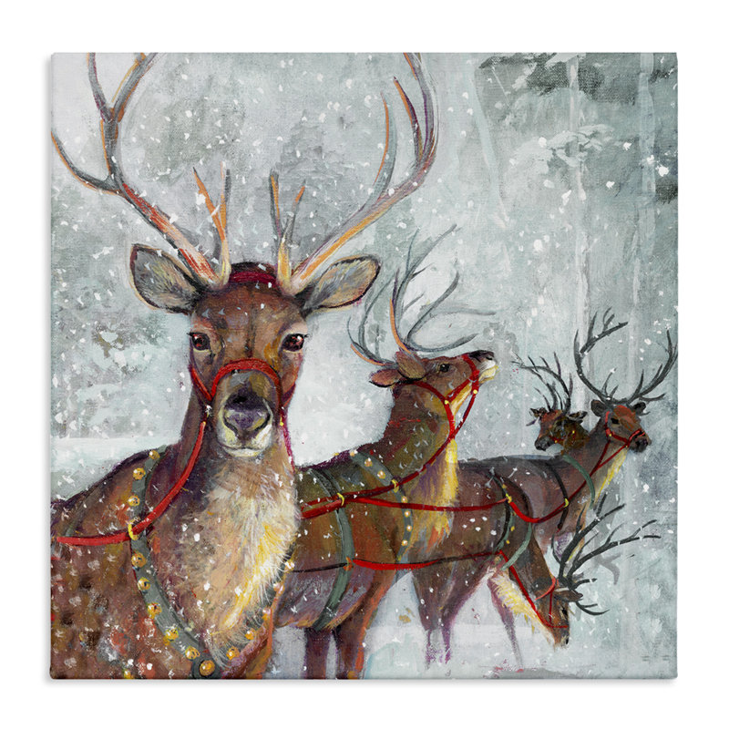 «Winter Reindeer Holiday Landscape» par Ruane Manning, H 30 po x l 30 po x P 1,5 po