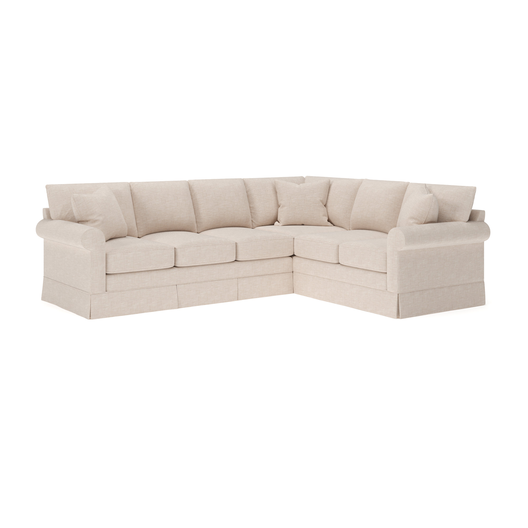 Friedman Upholstered L-Sectional, Lena Sand Performance Linen Blend, Right Hand Facing