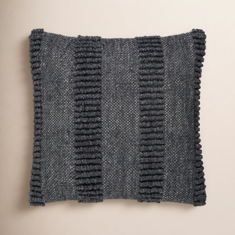 Fernan Striped Throw Pillow, Dark Gray, Down, 20"H x 20"W