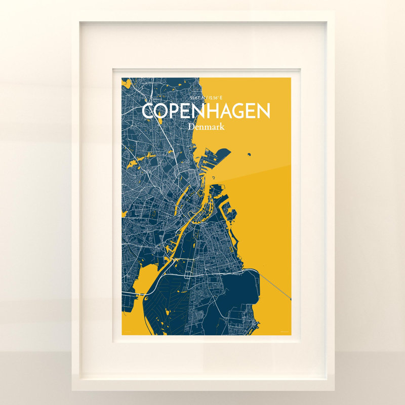Copenhagen City Map In Amuse - No Frame Print, 27.6cm H x 19.7cm W x 0.05cm D
