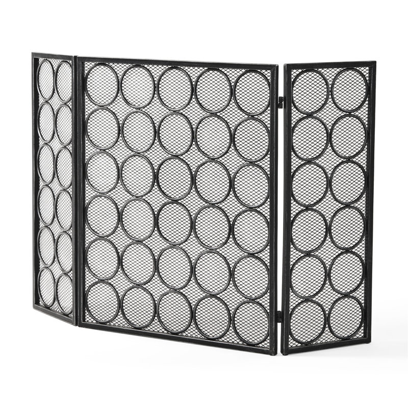 Stylish Foldable Fire Screen In Iron - Add Charm To Your Fireplace Guard Easy Use And