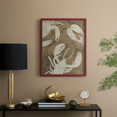 «Woodgrain Crustaceans II», reproduction encadrée - bois massif