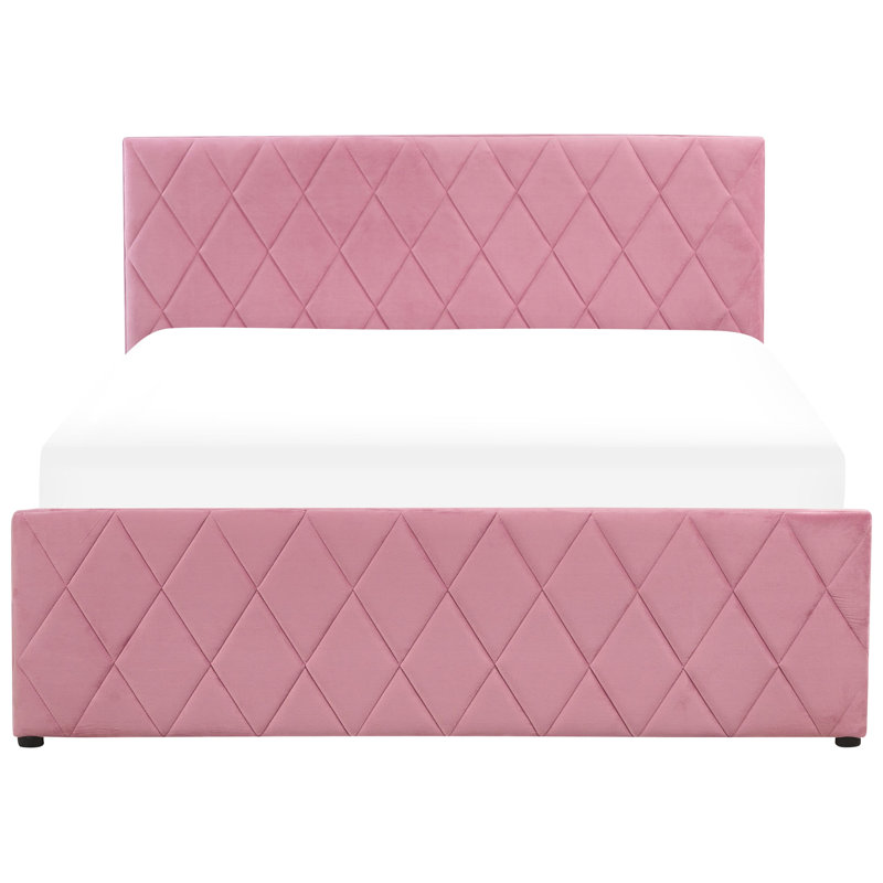 Skien Upholstered Bed, European Double (140 x 200cm), Pink