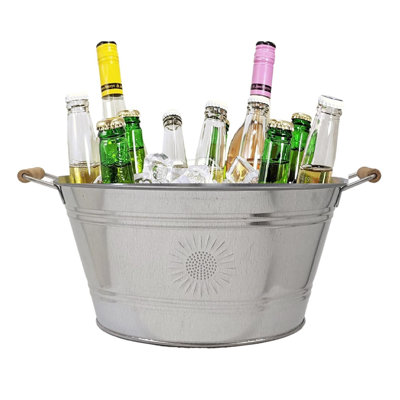 Steel Beverage Tub. Wood Handles.