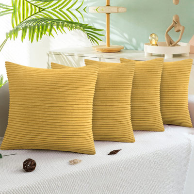 Striped Square Scatter Crushed Velvet Cushion Cover (Set of 4)