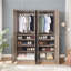 Armoire-penderie autoportante moderne Lee avec tringle, étagères à chaussures et tablette de base en gris rustique-1863345691