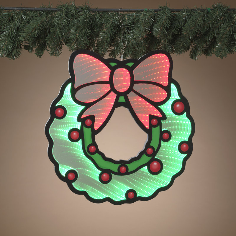 UL Electric Hanging Christmas Wreath Infinity Mirror 18.3"D