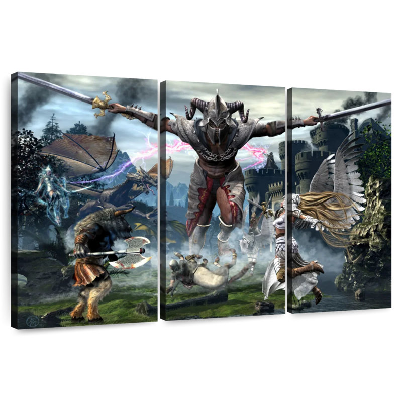 Keiraleigh Titan bat une légion de créatures, H 28 po x l 45 po