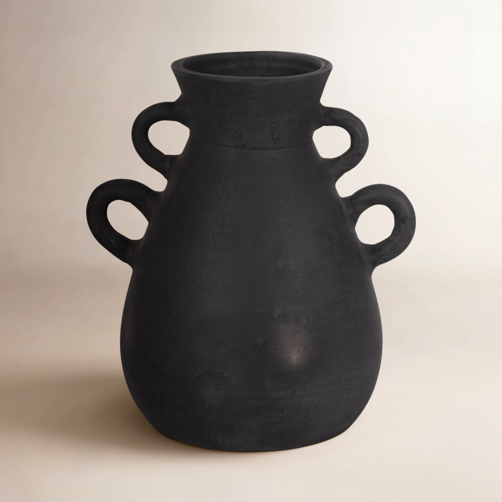 Kenshin Handcrafted Terracotta Table Vase, Black