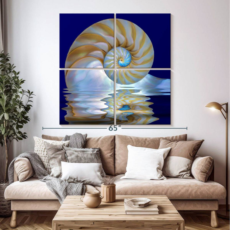 Aletra Nautilus Shell On Water, 50" H x 50" W