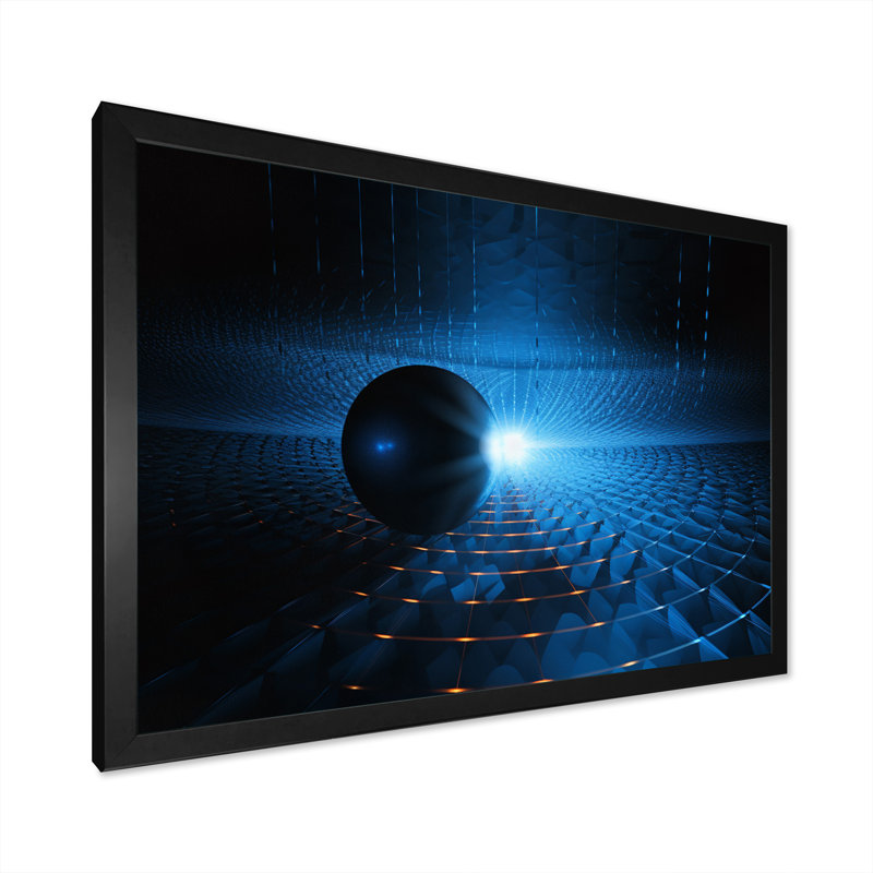 Système solaire bleu galaxie magnétique I - impression, H 34 po x l 44 po x P 1,5 po, Cadre simple noir
