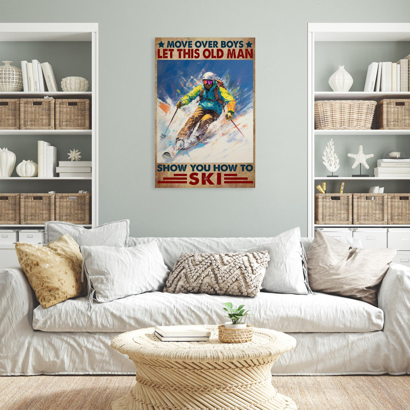 «Old Man Show You How To Ski» - 1 pièce rectangle, L 24 po x H 36 po