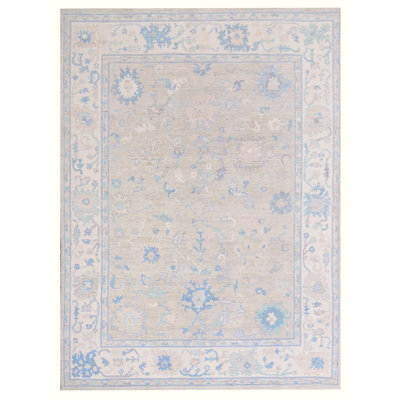 Pacific Ushak Wool Weft 8x10 Beige / Ivory Transitional Hand Knotted Rug