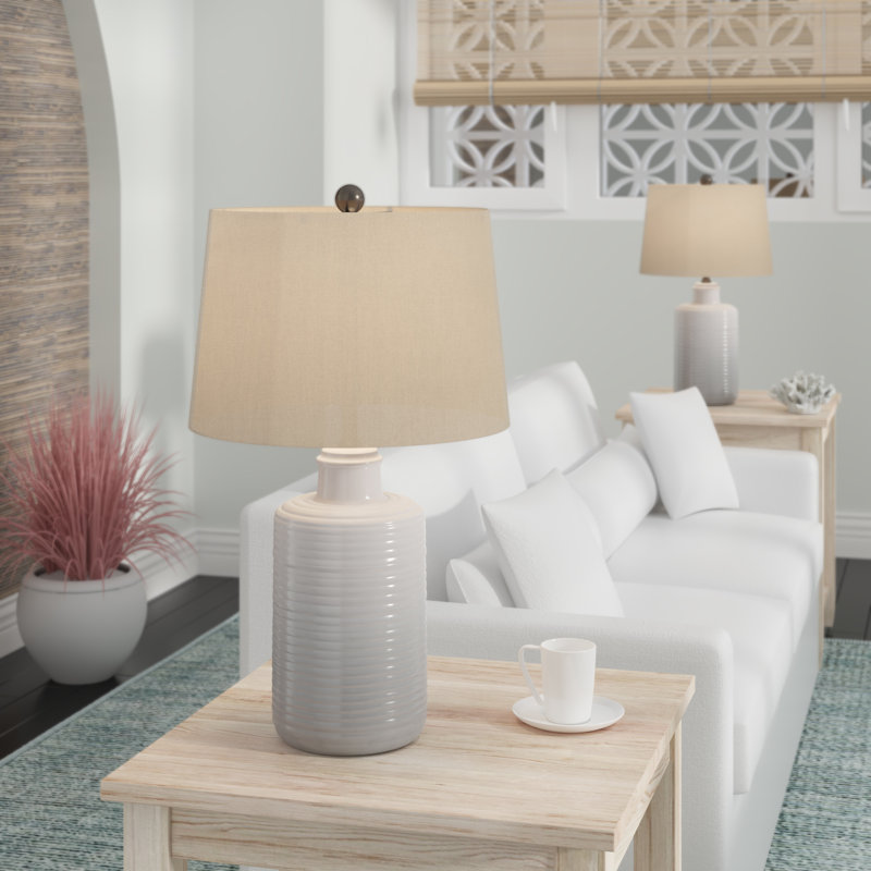 Ensemble de lampes de table 25 po blanc / taupe Glarus