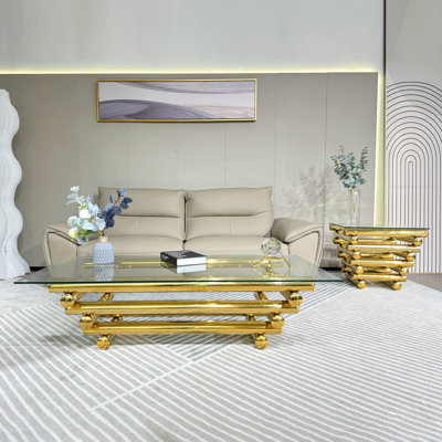 Coffee Table & End Side Table 2-Pieces Sets For Living Room