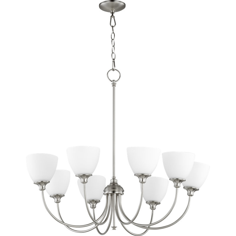 lustre gris classique/traditionnel 8 lumières  Dian, Nickel satiné