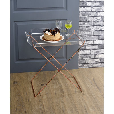 Cercie Clear Acrylic & Copper Finish Tray Table